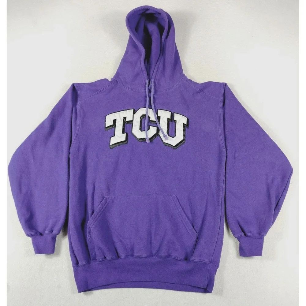 TCU Horned Frogs Hoodie Mens Medium Purple Badger Sport Fleece NCAA Embroidered
